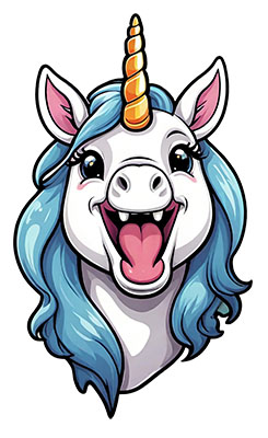 la licorne 01 qui rigole humour amusant newi arts